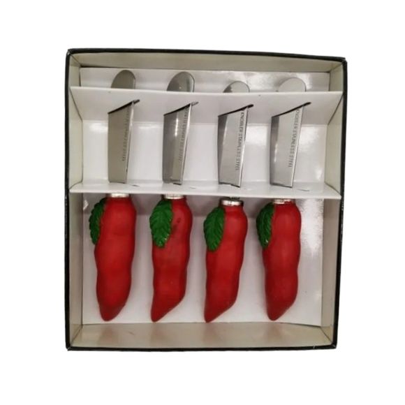 Chili Pepper Stainless Steel Spreaders Hand Decorated Knobler International - Picture 4 of 6